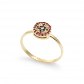 Inel din aur 18K cu diamante 0,025 ct., safire 0,09 ct. si rubine 0,11 ct., model Orsini 2895G-B